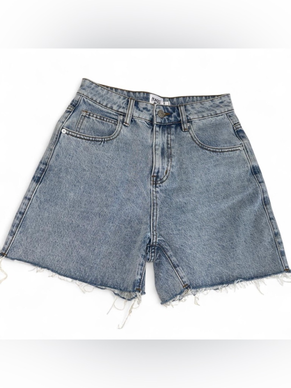 Princess Polly Medium Wash Raw-Hem Denim Shorts